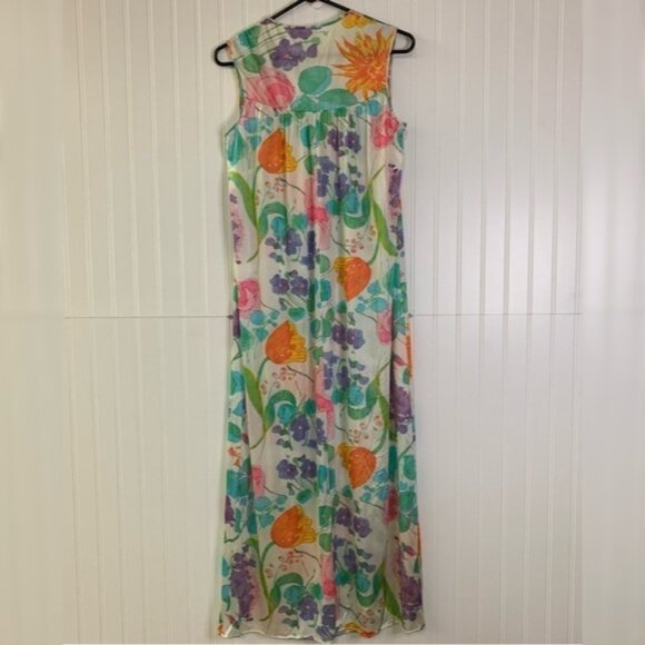 Vintage Vanity Fair Floral Print Nylon Long Nightgown - Picture 2 of 8